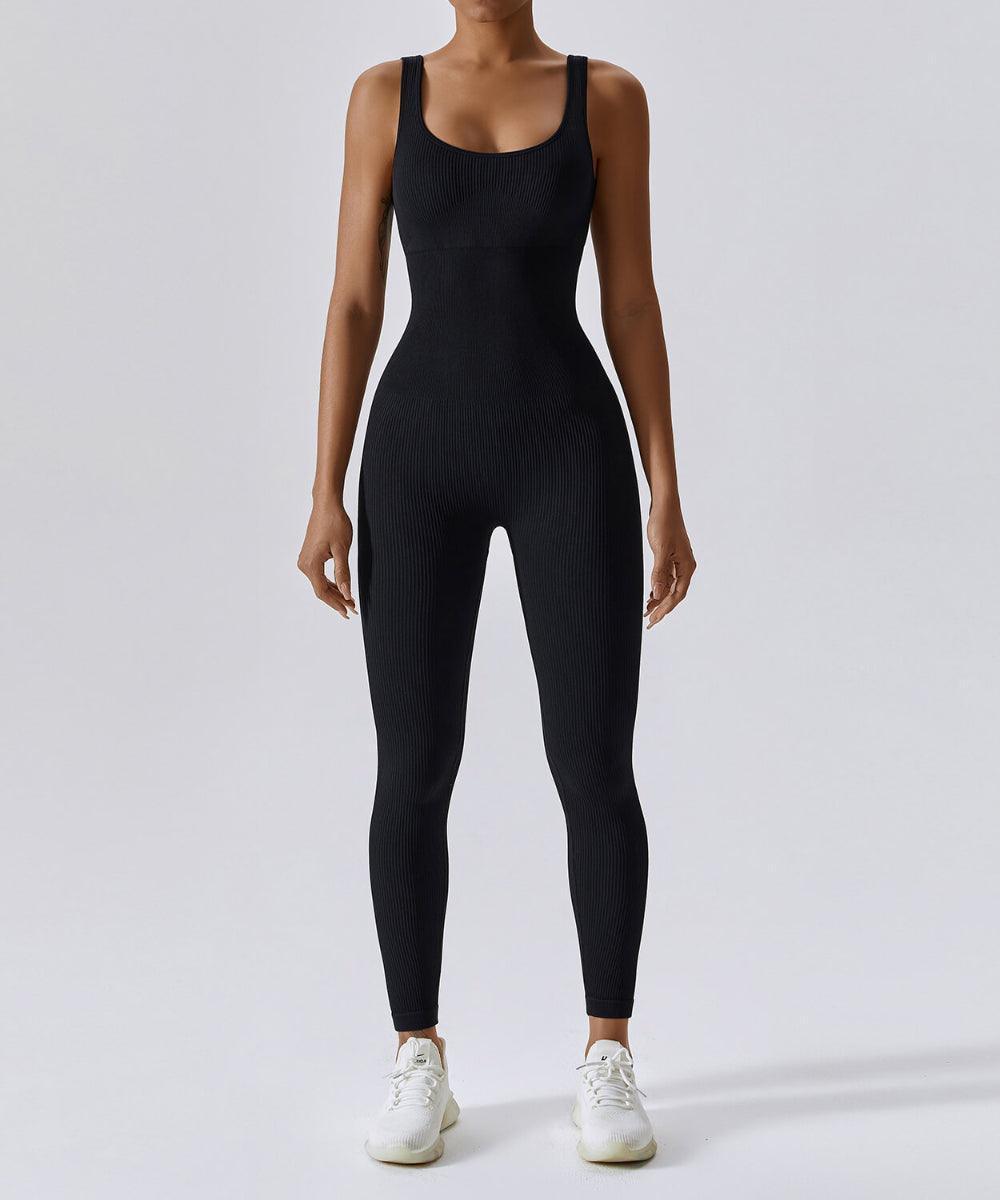 Mooslover Seamless Romper-Ribbed Tummy Control Sleeveless outfit Athletic  Wear