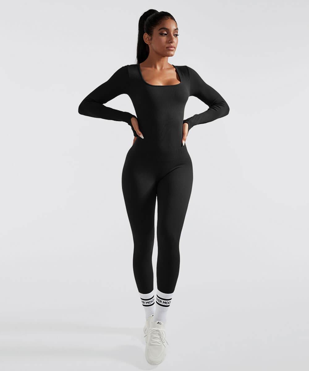 Hype Jumpsuit - Black  Black full bodysuit, Womens black bodysuit, Black  jumpsuit
