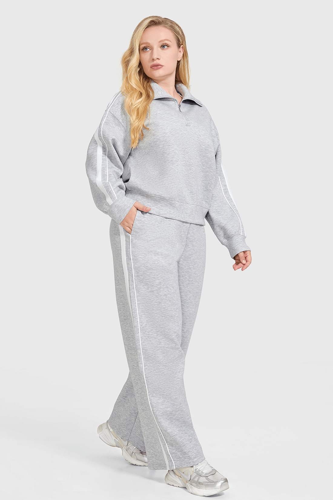 Mooslover 2 Pcs Modal Half Zip Sweatsuit