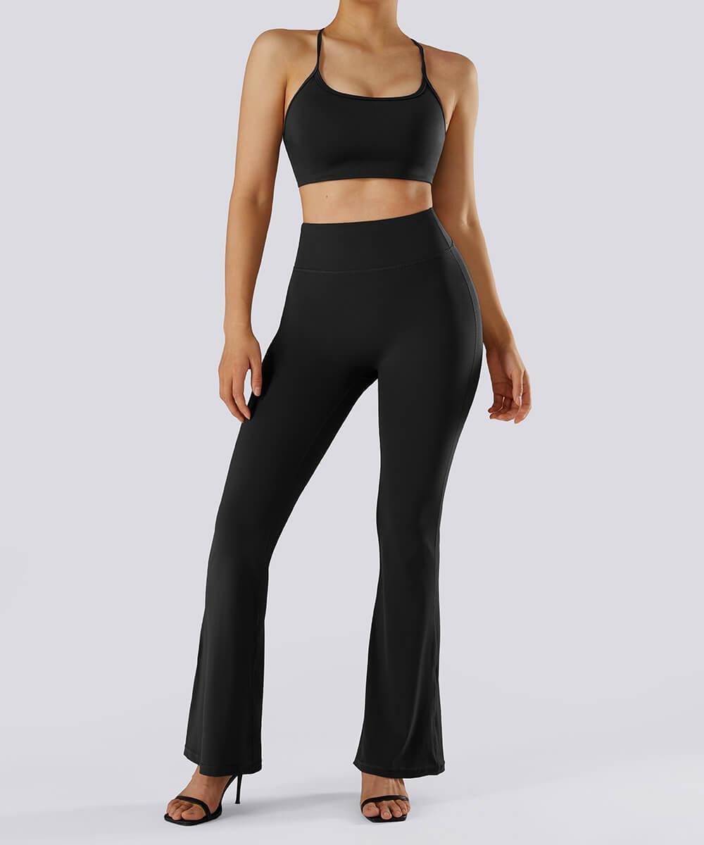 Nike Flare Yoga Pants (Black/ Grey), Women's Fashion, Activewear