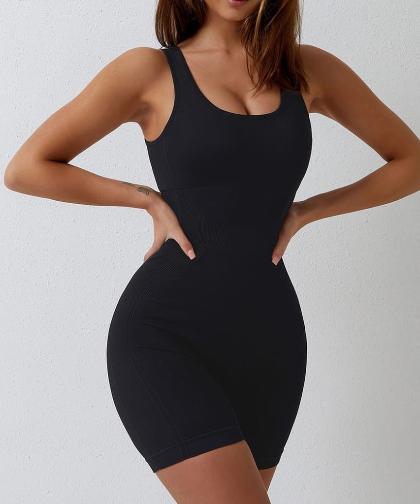 Openback Solid Color Sleeveless Seamless Romper - MOOSLOVER