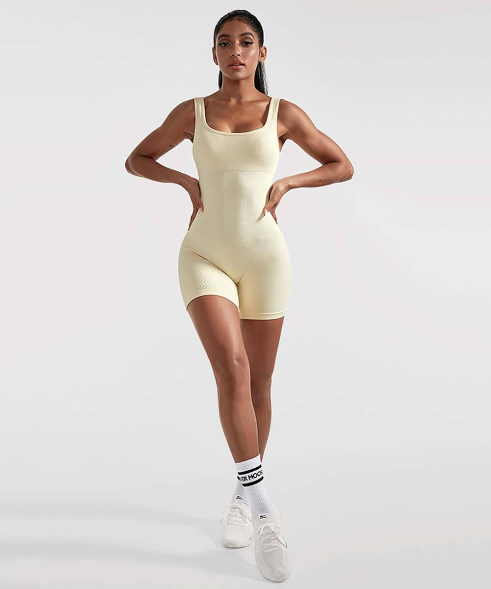 Musuos Women Romper Bodysuit Tummy Control Shapewear Ribbed Sleeveless Tank  Tops
