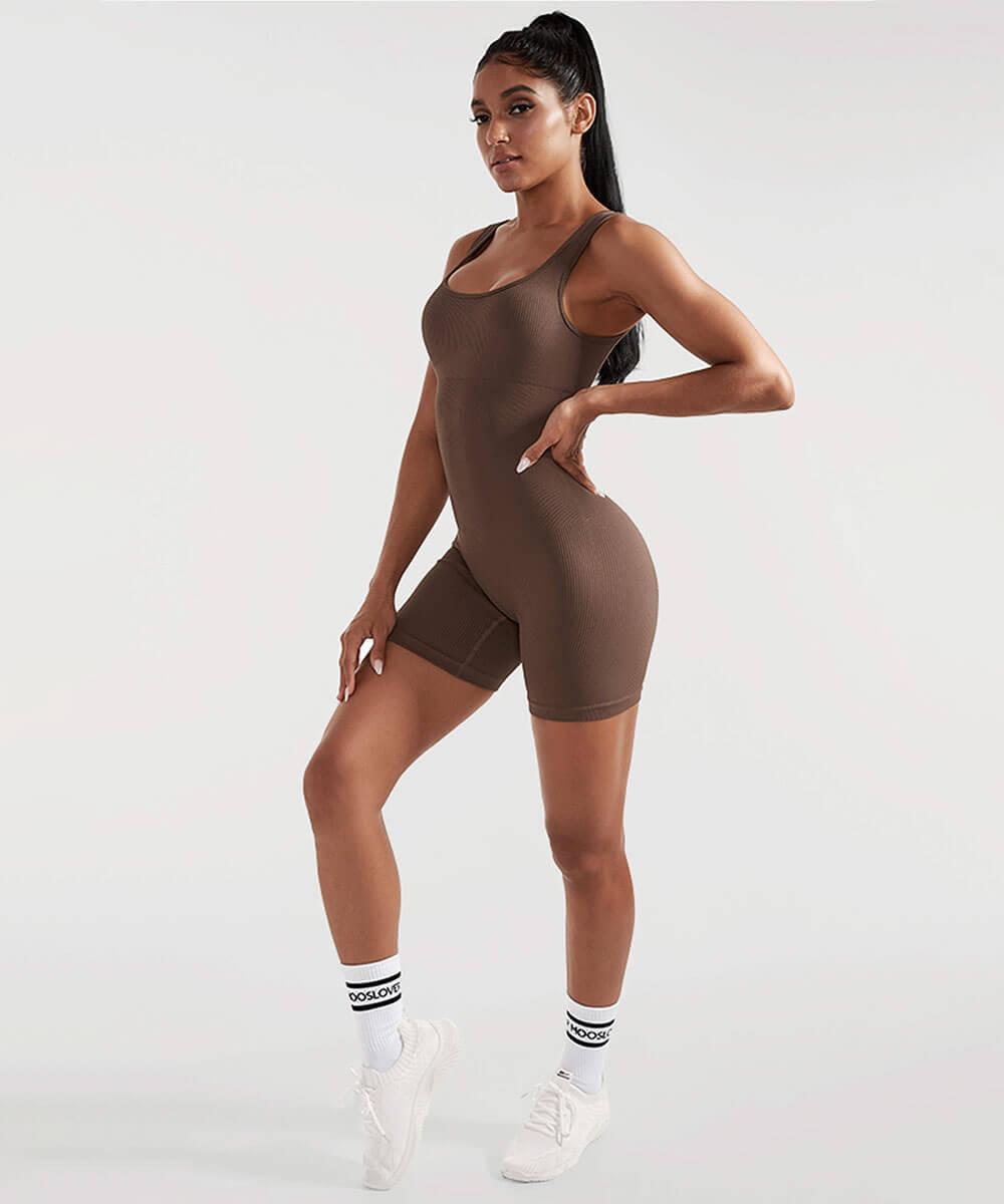 Seamless Ribbed Tummy Control Romper – Lumière