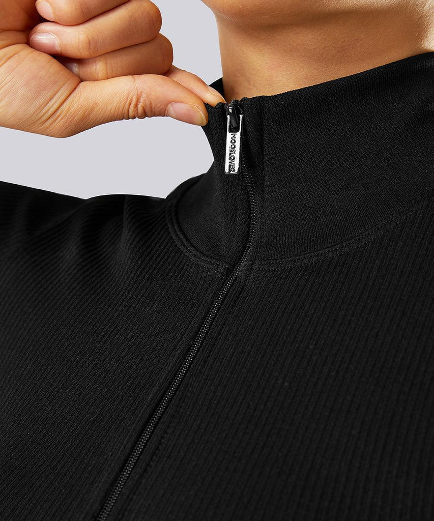 Ribbed Zipper Long Sleeves Jumpsuit - MOOSLOVER