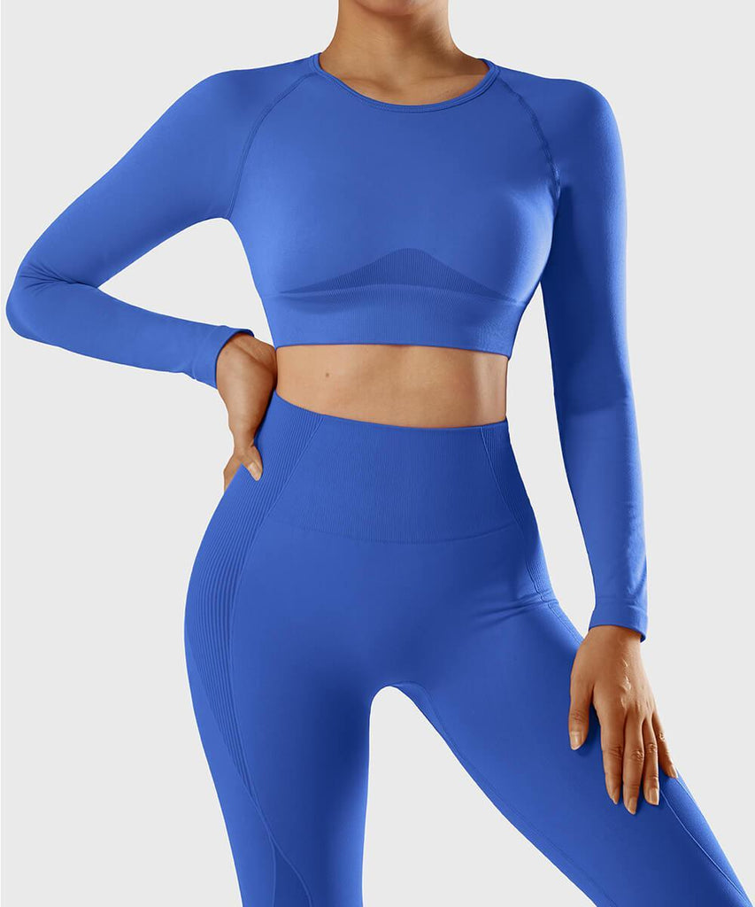 Solid Color Long Sleeves Seamless Top - MOOSLOVER