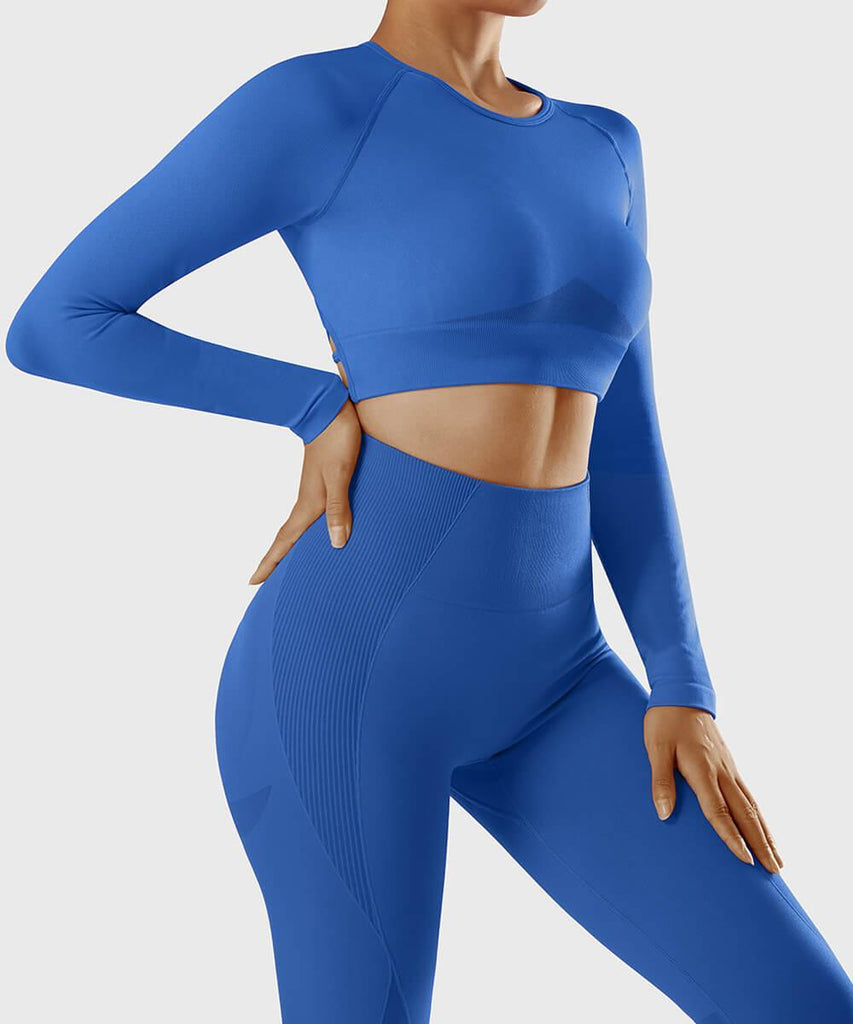 Solid Color Long Sleeves Seamless Top - MOOSLOVER