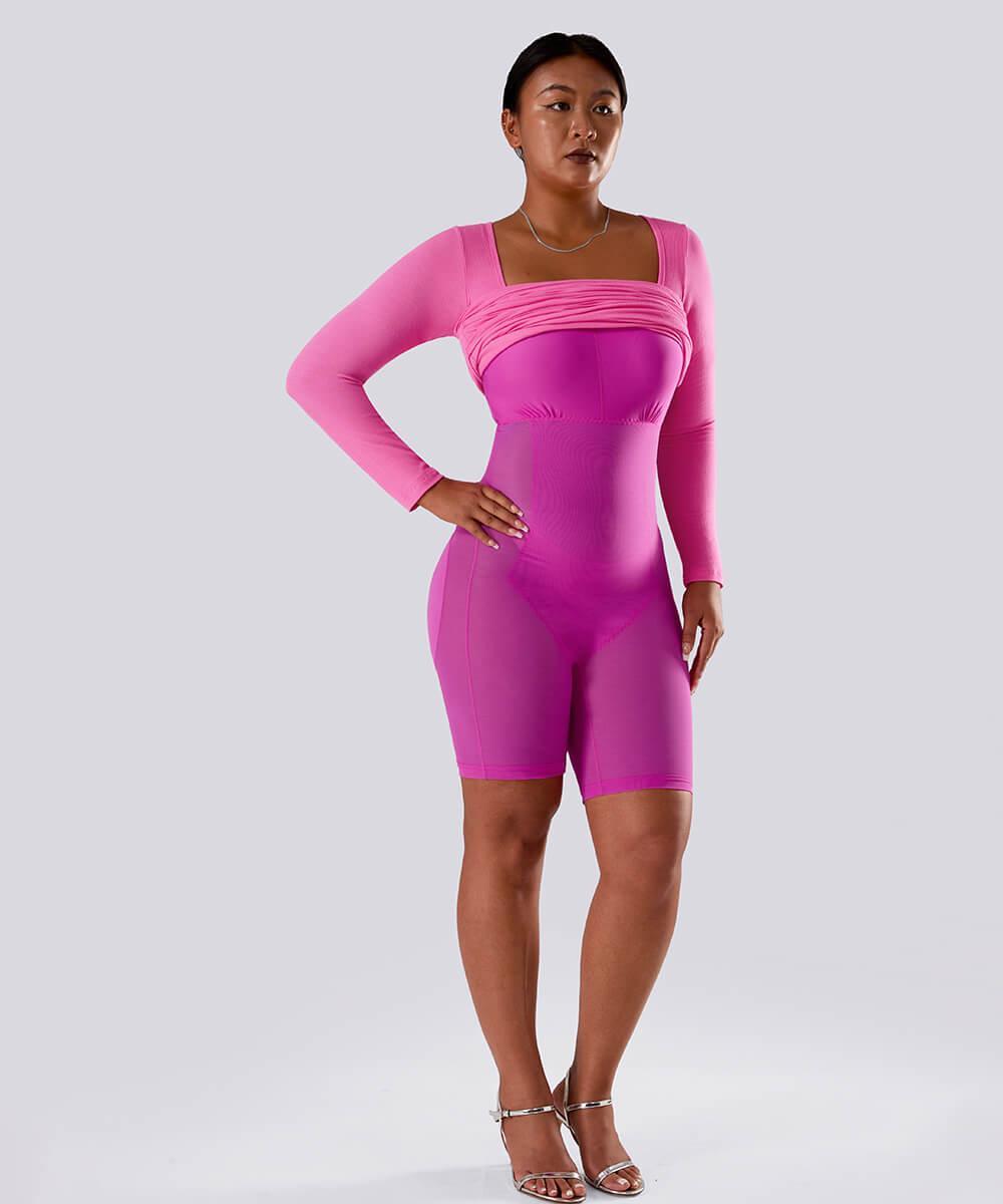 MOOSLOVER Square Neck Mini Dress With Built-in Shapewear