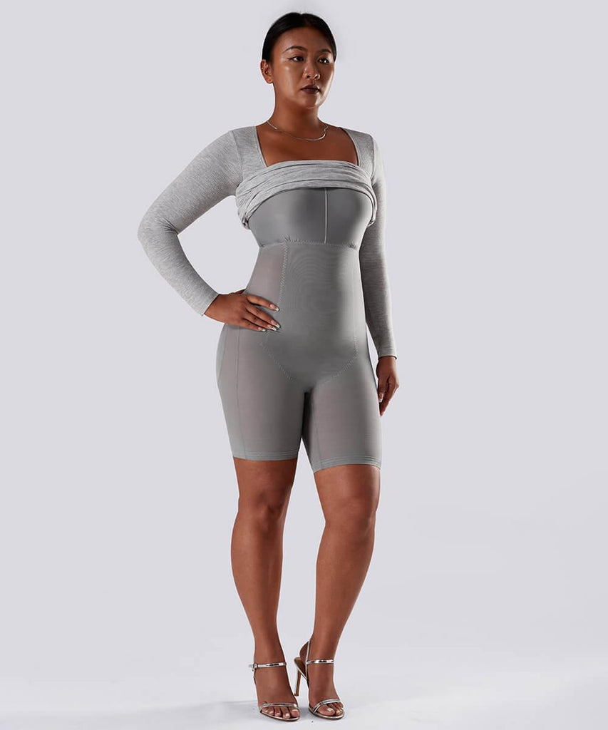 Solid Long Sleeve Body Shaping Dress - MOOSLOVER