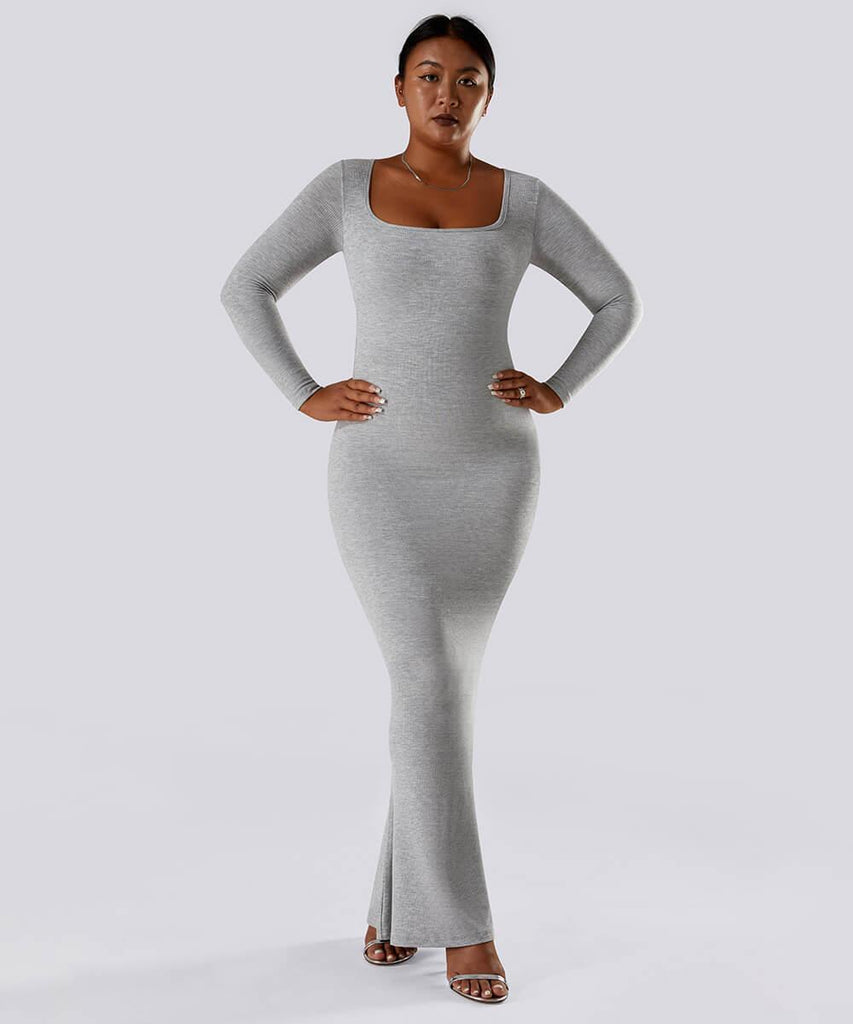 Solid Long Sleeve Body Shaping Dress - MOOSLOVER