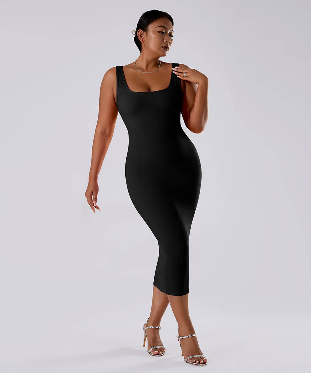 MOOSLOVER Spaghetti Strap Dress With Built in Shapewear
