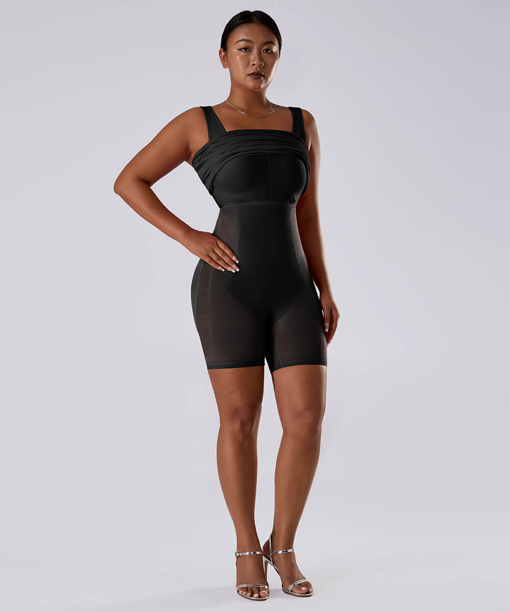 Solid Sleeveless Dress With Built in Shapewear