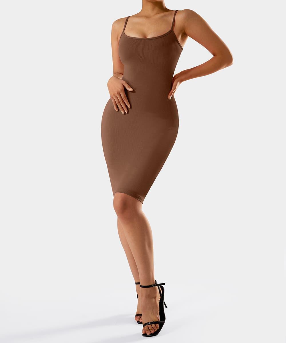 Spaghetti Strap Bodycon Dress With Built in Shapewear